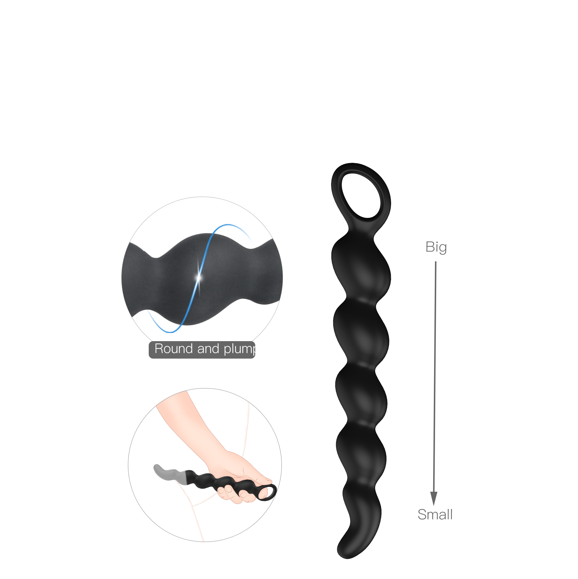 Ergonomic shape handheld ring based pleasure toys food grade silicone butt plug-05