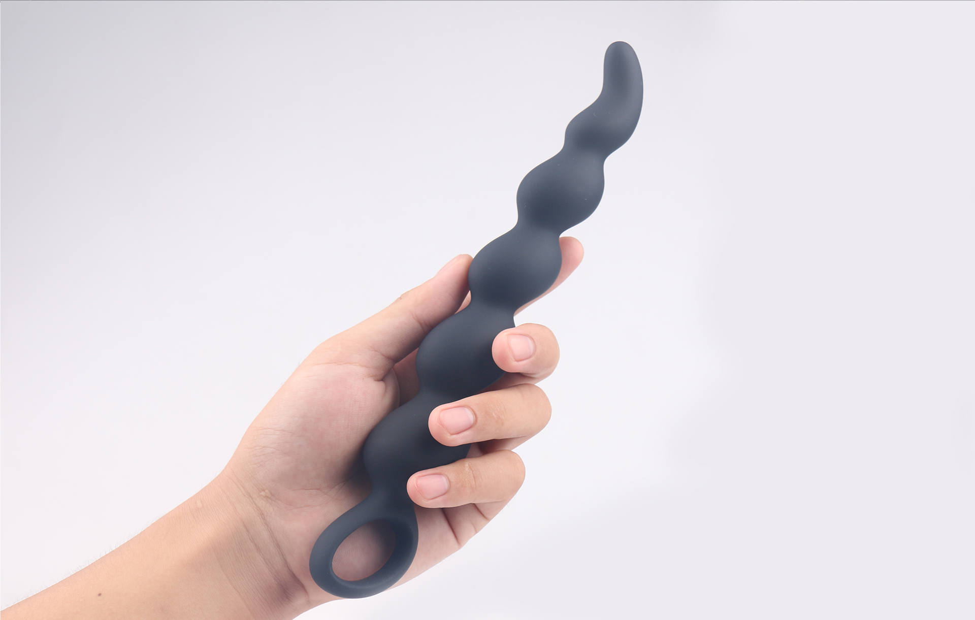 Ergonomic shape handheld ring based pleasure toys food grade silicone butt plug-10