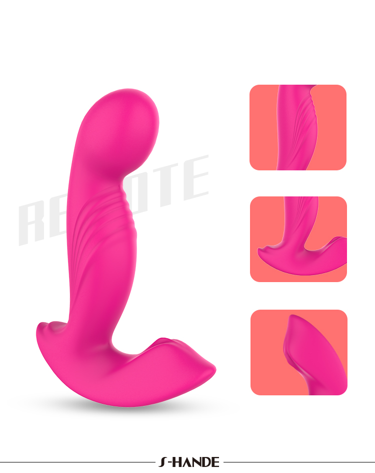 Silicone Rotating Vibrators Electric shock anal plug Simulator Ass Toy with Stainless Beads-03