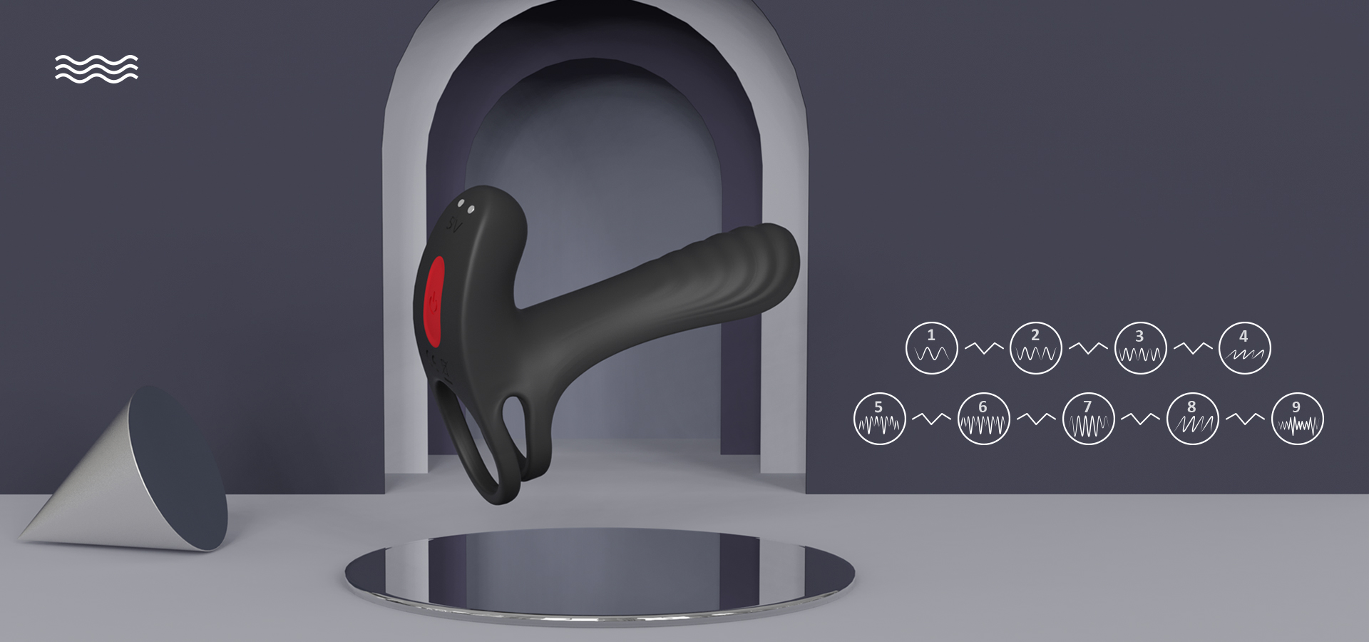Waterproof Rechargeable Penis Ring Vibrator Sex Toy for Male or Couples men vibrating cock ring adult Sex Toy-4