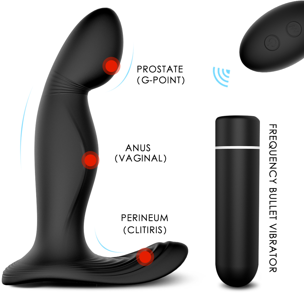 Prostate Massager Electric Shock Remote Wireless 360 Degrees Rotation Vibrator Anal Sex Toys-01