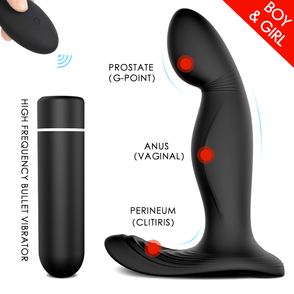 Prostate Massager Electric Shock Remote Wireless 360 Degrees Rotation Vibrator Anal Sex Toys-02