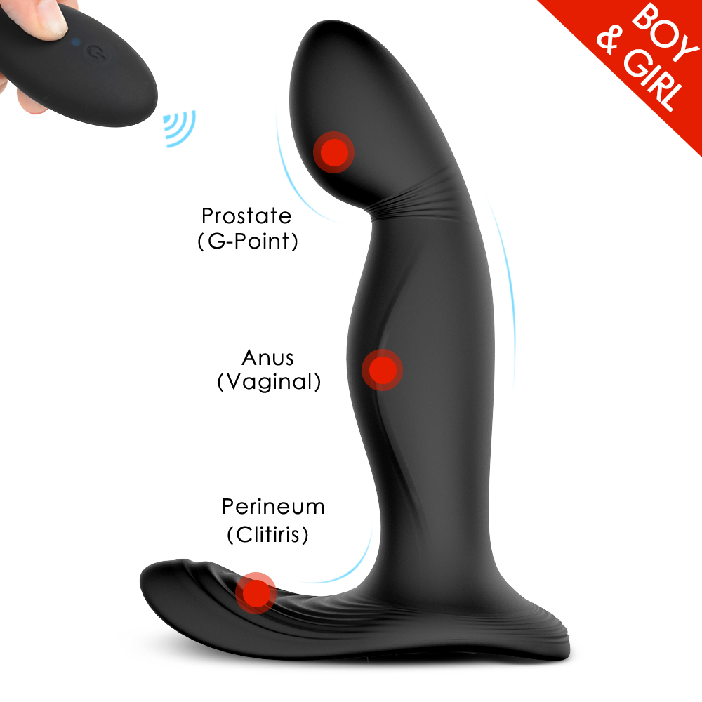 Prostate Massager Electric Shock Remote Wireless 360 Degrees Rotation Vibrator Anal Sex Toys-03