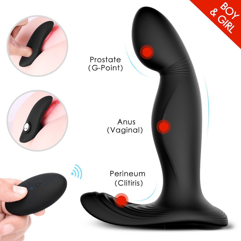 Prostate Massager Electric Shock Remote Wireless 360 Degrees Rotation Vibrator Anal Sex Toys-04