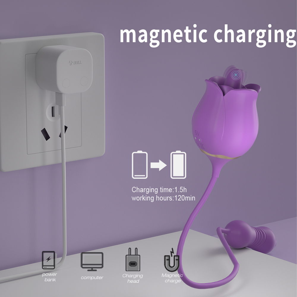 magnetic charging rose sex toy 