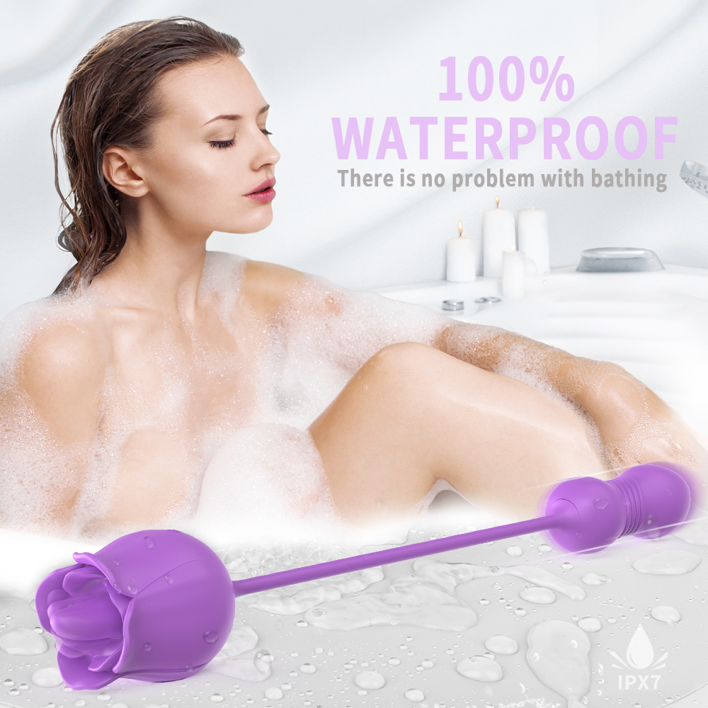 rose sex toy used in bath tub