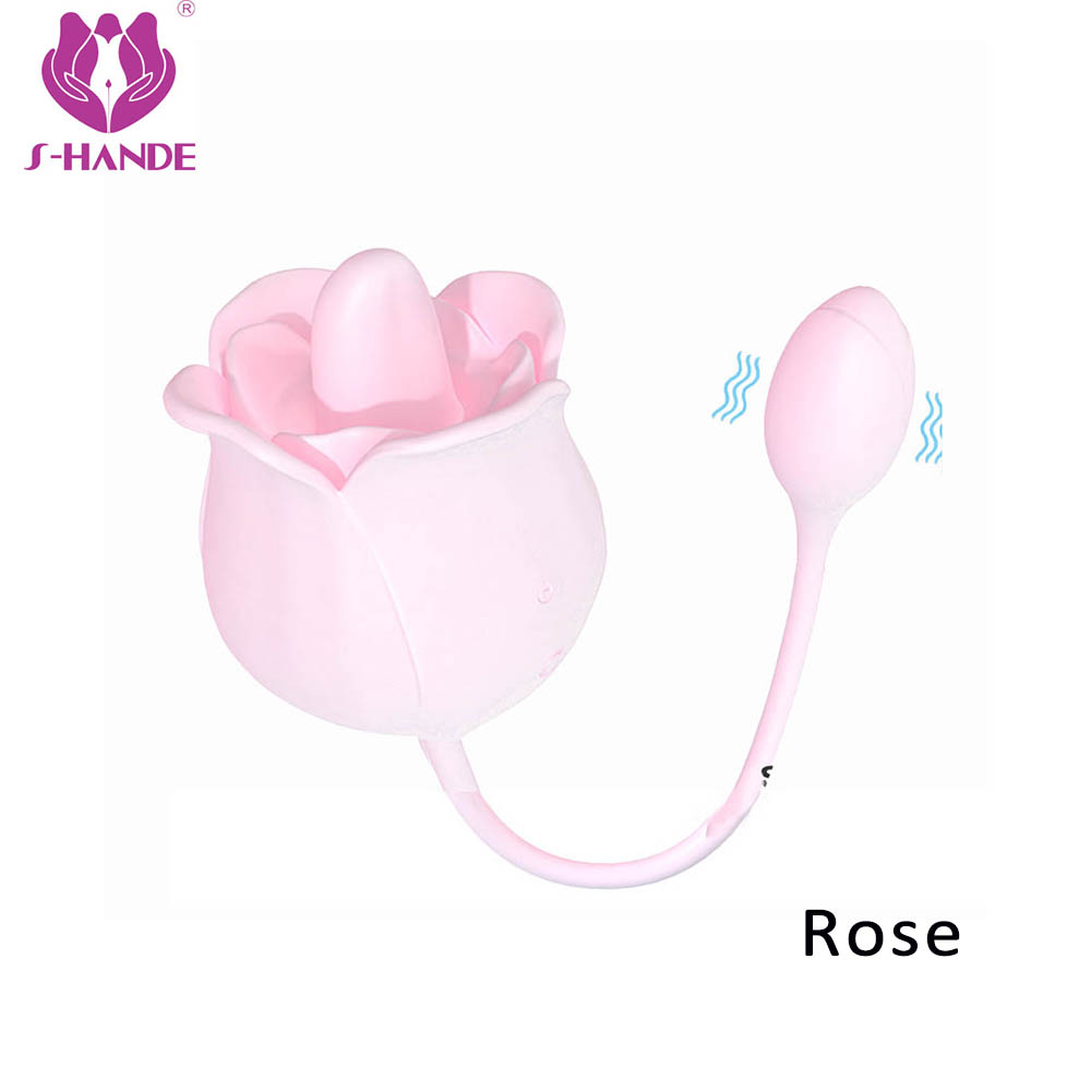 Rose vibrator tongue licking  nipple sucker rose sex toy oral licking stimulate masturbate adult toys massager For Women
