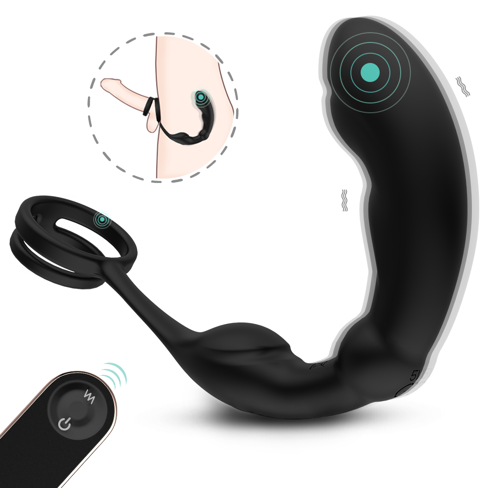 cock ring with anal lock toys sex adult double penis anal plug vagin masturbateur men penis vibrator sex toys for men remote control【S392-2】