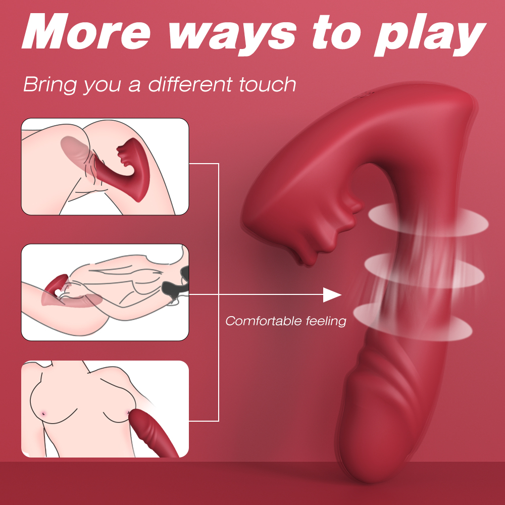 silicone vibration waterproof double anal and woman g spot lick vagina clitoris sex toy massage vibrator red【S371-2】-Licking Toy-Supply of adult sex toy manufacturers vibrator for women  clitoral sucker -Shenzhen