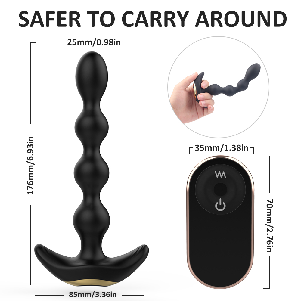 electric male massager remote control anal beads sex toy for man vibrator【S362-2】