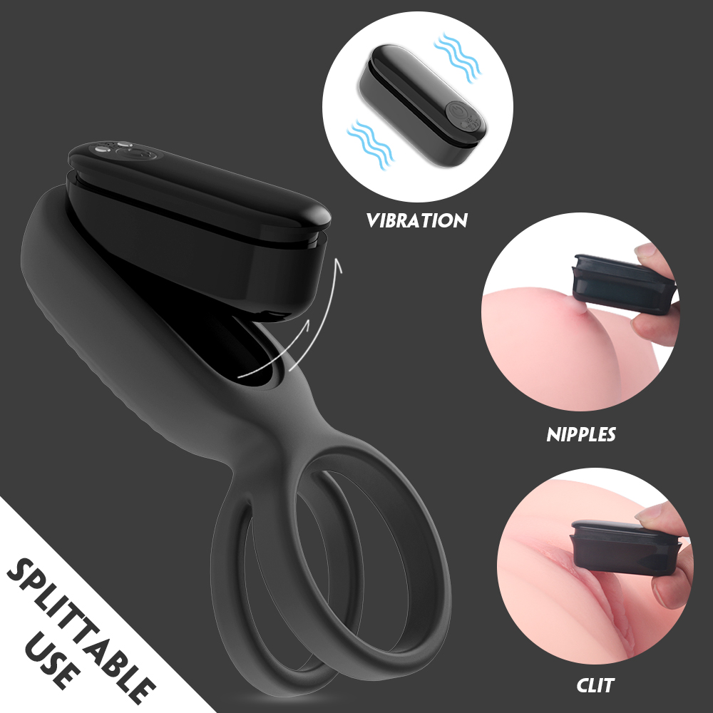 Double penis remote control vibration sex rings silicone sex toys vibrating penis cock ring for men【S331-2】