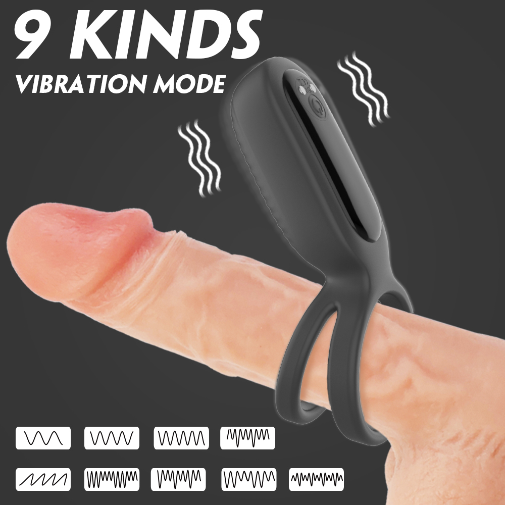 Double penis remote control vibration sex rings silicone sex toys vibrating penis cock ring for men【S331-2】