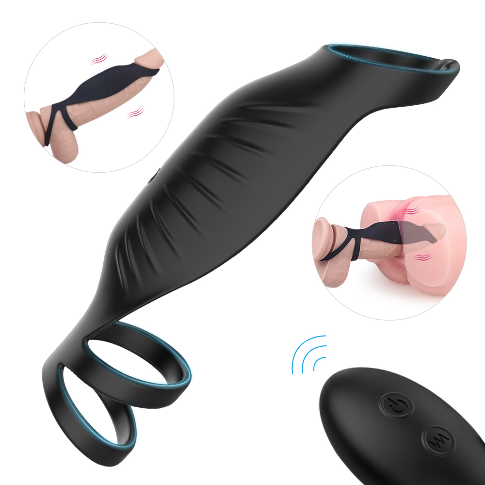 selicon remote control vibrating penis cock ring with clitoral stimulator g spot vibrators penis rings for men【S317-2】