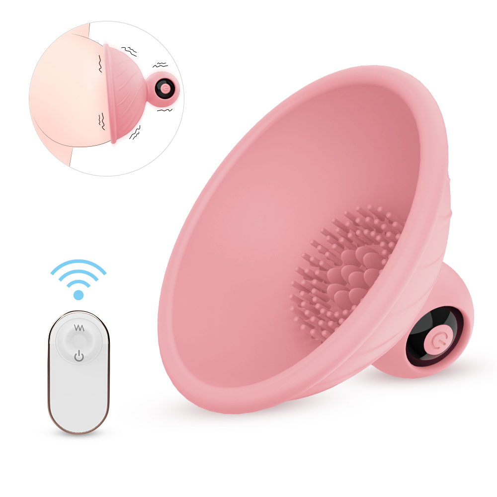 Silicone wireless telecontrol adult products nipple vibration breast massage nipple sucking vibrator for lady【S312-2】