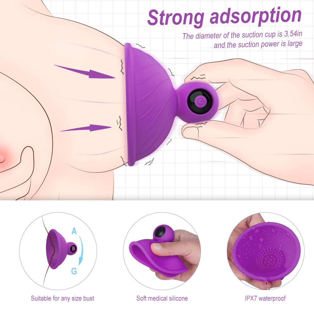 Silicone wireless adult products nipple vibration breast massage nipple sucking vibrator for lady【S312】