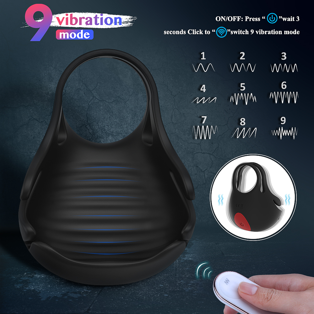 Silicone dual magnetic vibrating cock rings sex toys men penis cage sleeve cock telecontrol  vibrator sex toys for male【S274-2】