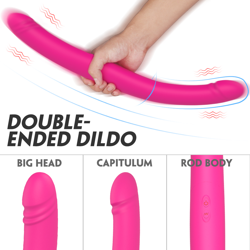 Silicone strap on penis double headed dildo lesbian couples g spot clit vibrator sex toys for women【S270】