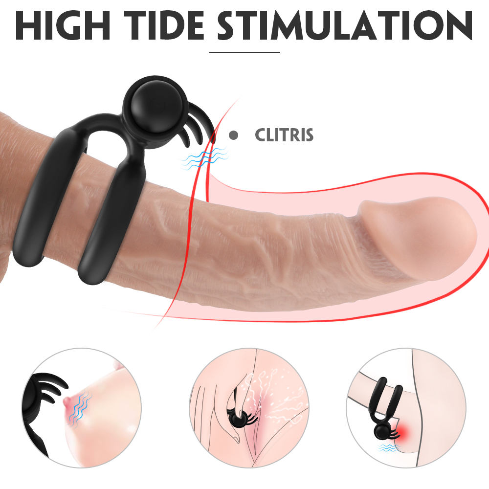 Silicone Battery Magnetic Double Penis Sex Toys Lock Ring Vibrator for european and american style Men Vibrating Lock【S245-2】