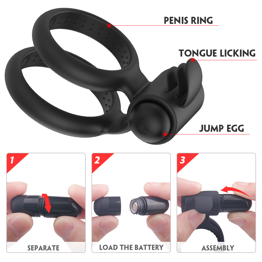 Silicone Battery Magnetic Double Penis Sex Toys Lock Ring Vibrator for european and american style Men Vibrating Lock【S245-2】