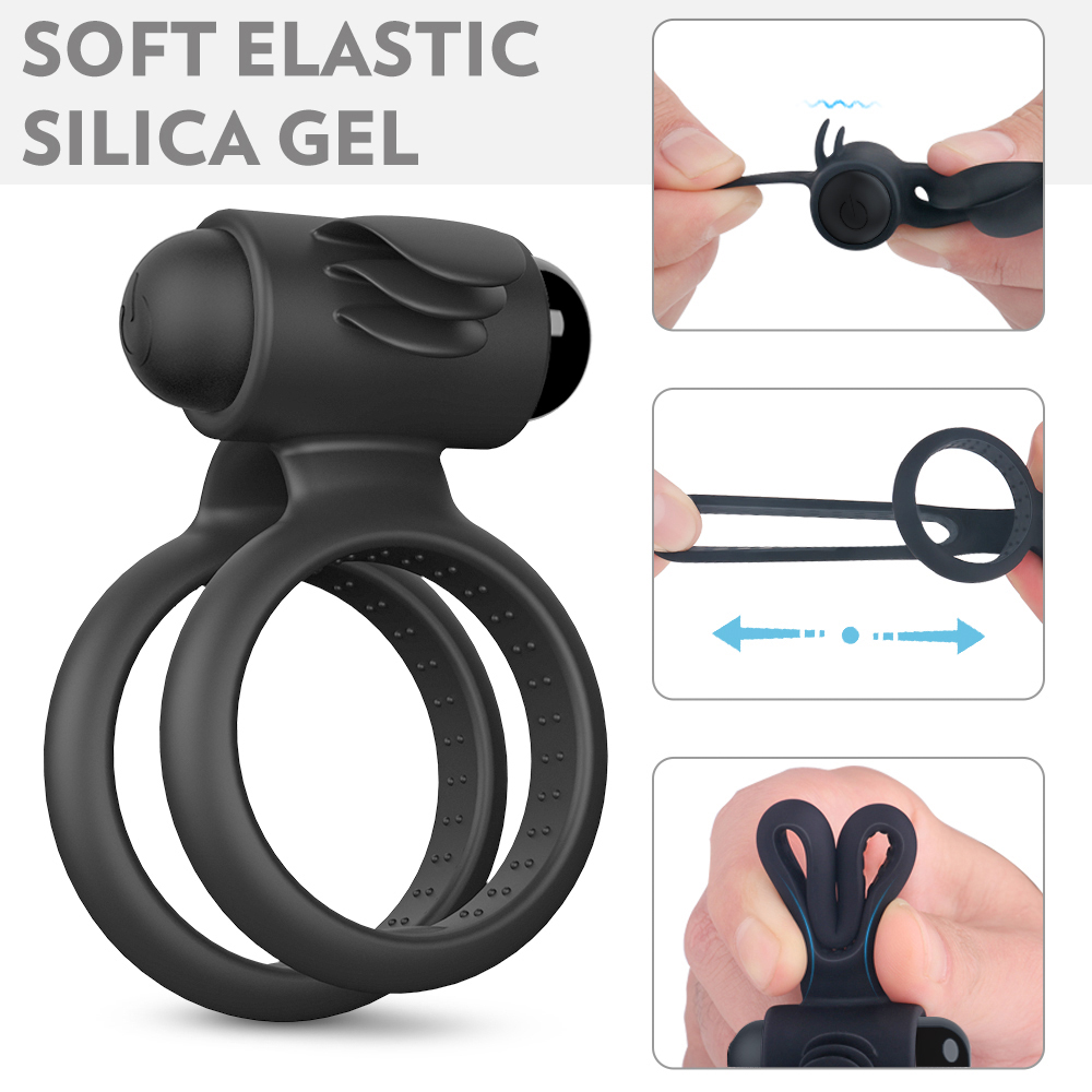 Silicone Battery Magnetic Double Penis Sex Toys Lock Ring Vibrator for Asian models Men Vibrating Lock【S245】