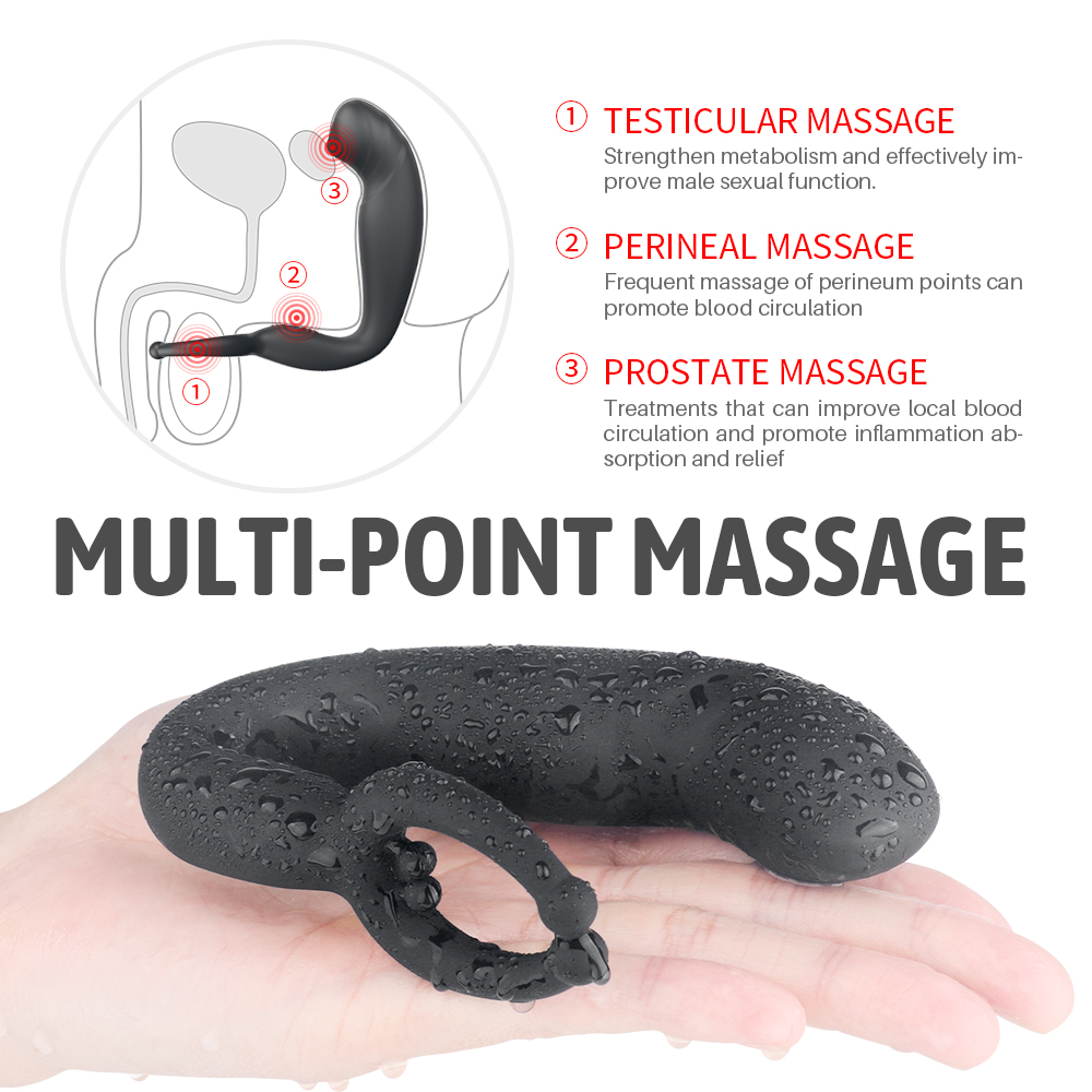 Silicone cock ring sex toys with anal stimulation vibrating butt plug anal prostate massage vibrator cock ring for man【S234】