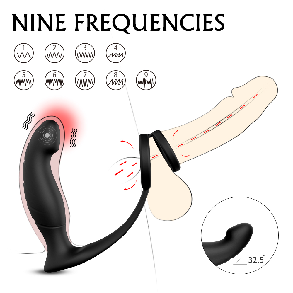 Cock ring with anal lock toys sex adult double penis anal plug vagin masturbateur men penis vibrator sex toys for men【S233】