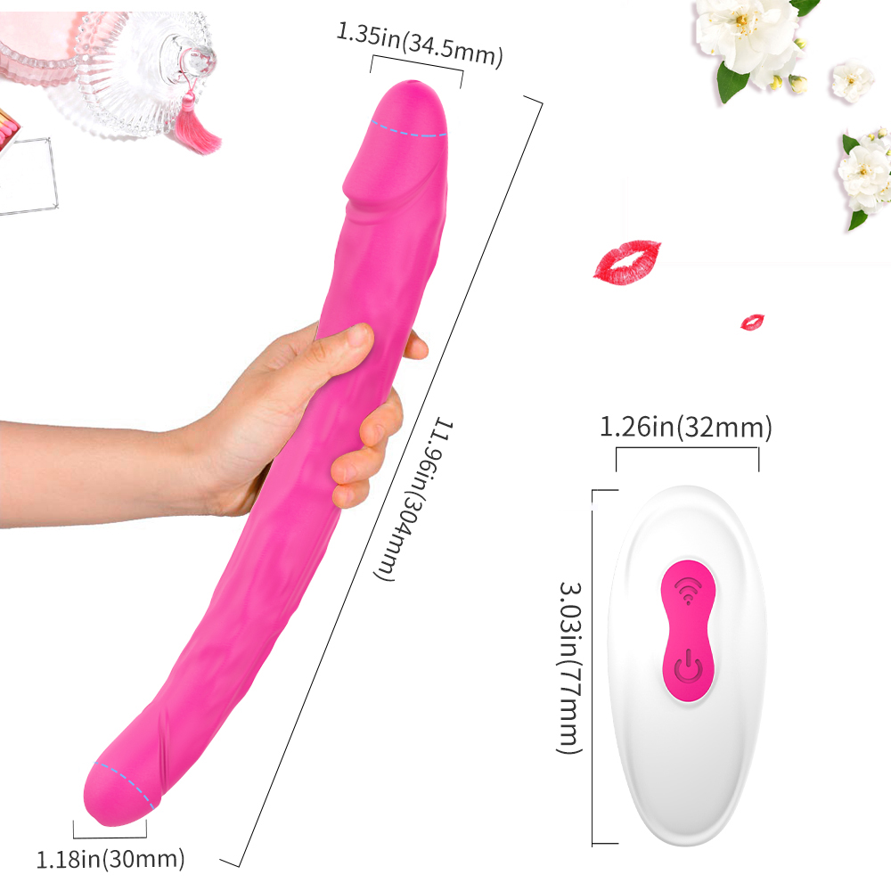Remote control double headed silicone vibrating long dildos artificial penis for women and lesbian vibrator sex toys【S221-2】
