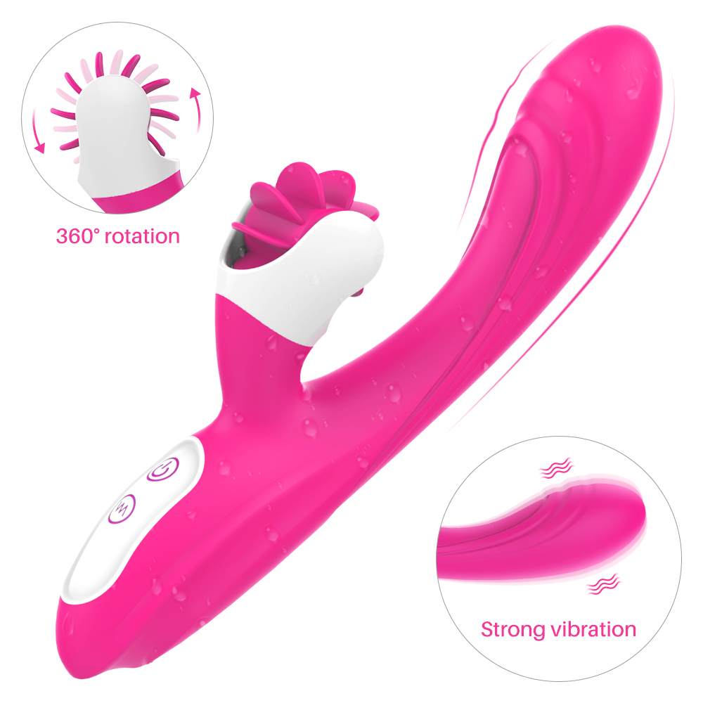 usb rechargeable silicone tongue licking sex toy 360 degree vibrator stimulate clitoris g-spot tongue massage for women【S196】