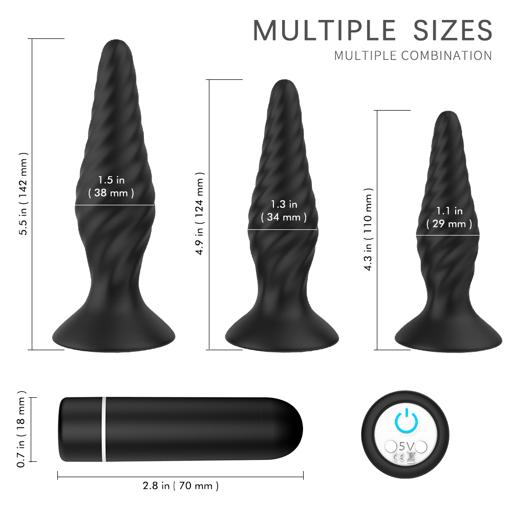 3 Pcs/set Silicone electric shock Vibrating Sex Toys Anal Butt Plug Underwear For Male Couple Anal sexual【S169-2】