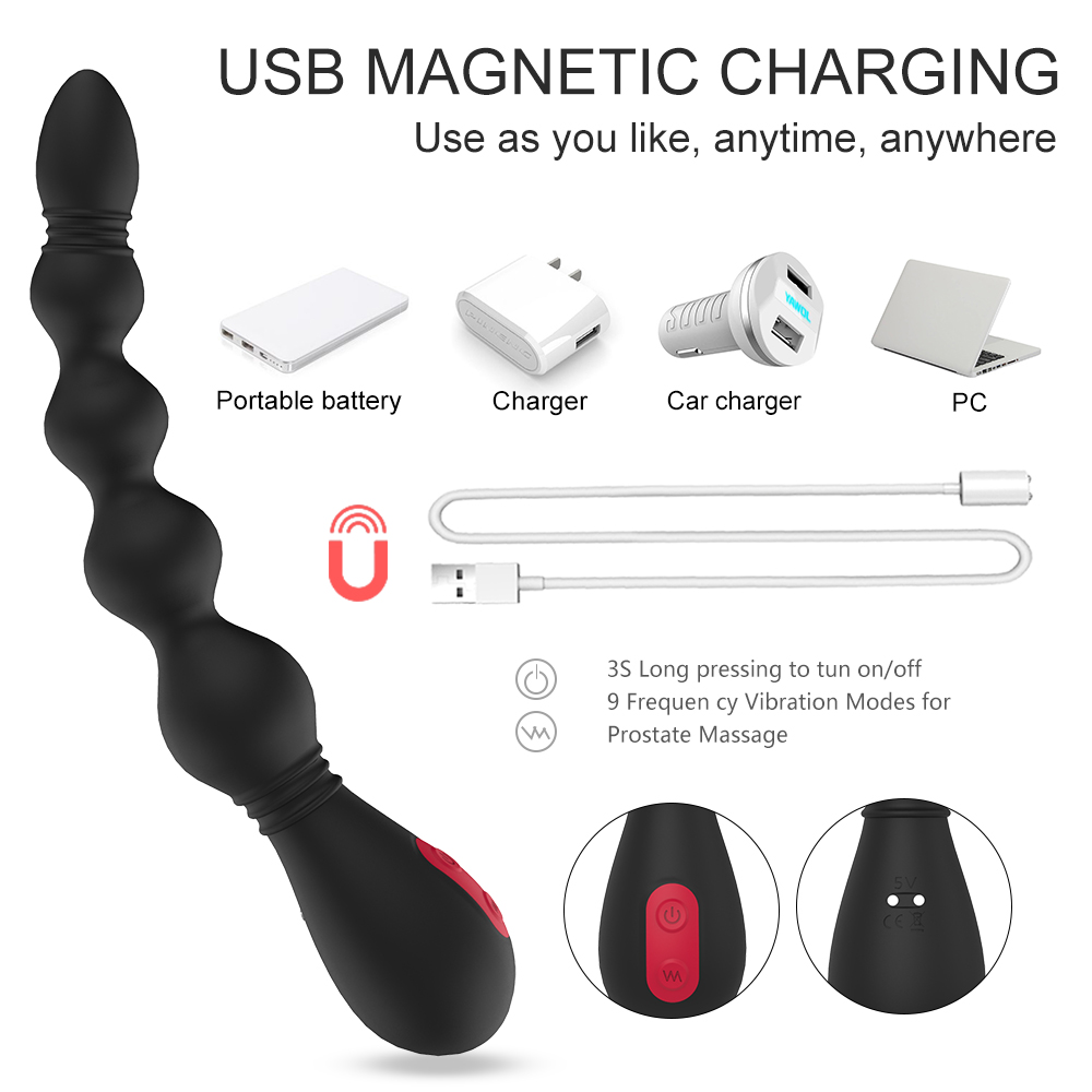 9-speed electric male massager anal beads sex toy for man vibrator【S166】