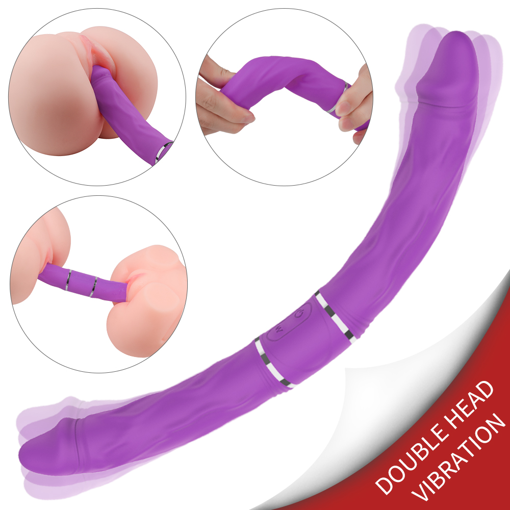 Silicone realistic double ended electric sex machine automatic artificial long penis dildo vibrators for lesbian【S156】