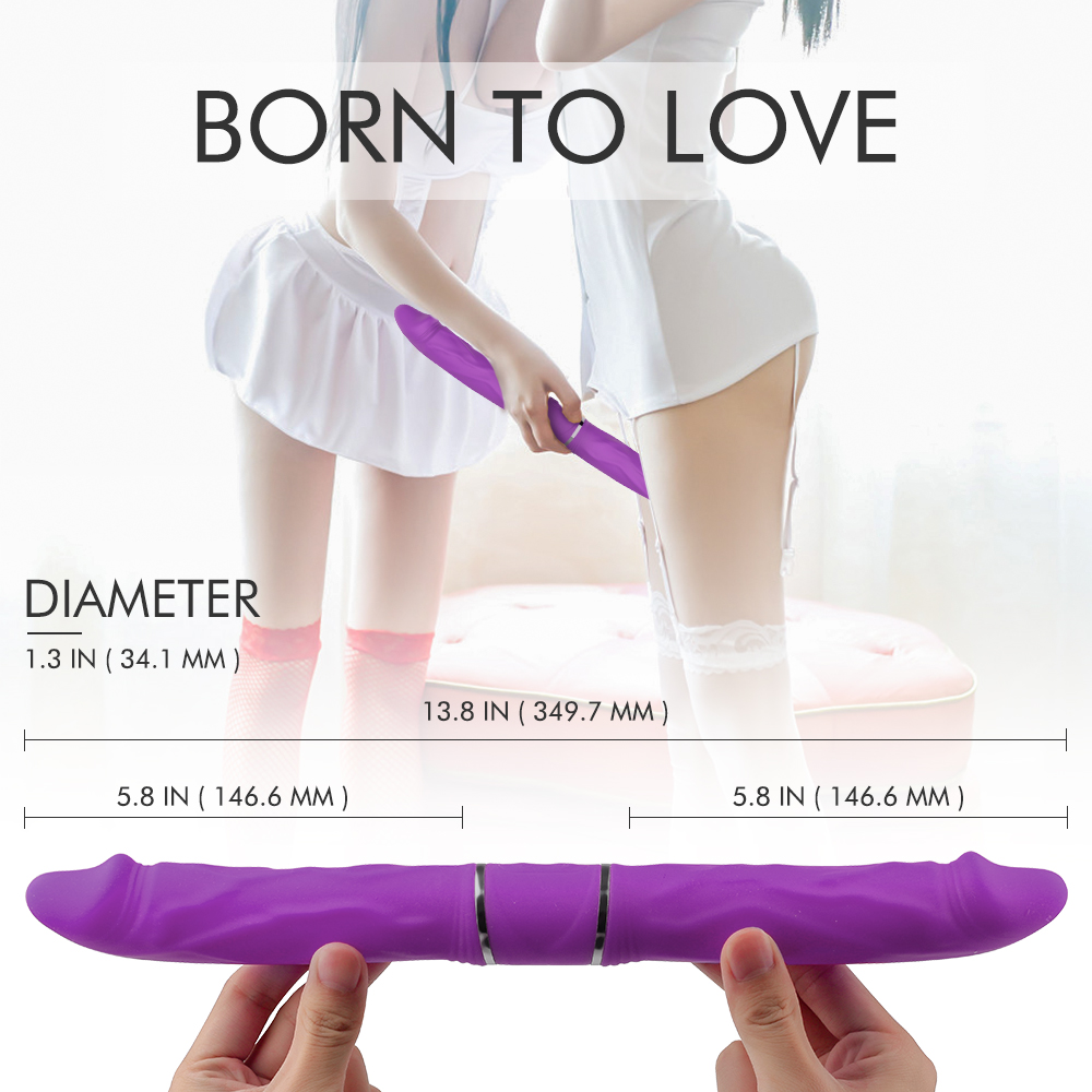 Silicone realistic double ended electric sex machine automatic artificial long penis dildo vibrators for lesbian【S156】