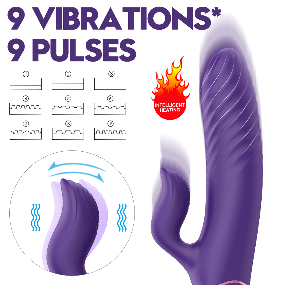 Factory Supply Fashion Design 10 Frequencies Sex toy Woman Massage Rabbit Dildo Intelligent heating Vibrator【S142-2】