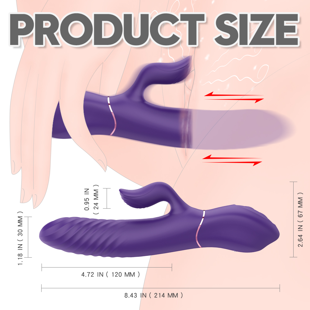 Factory Supply Fashion Design 10 Frequencies Sex toy Woman Massage Rabbit Dildo Intelligent heating Vibrator【S142-2】