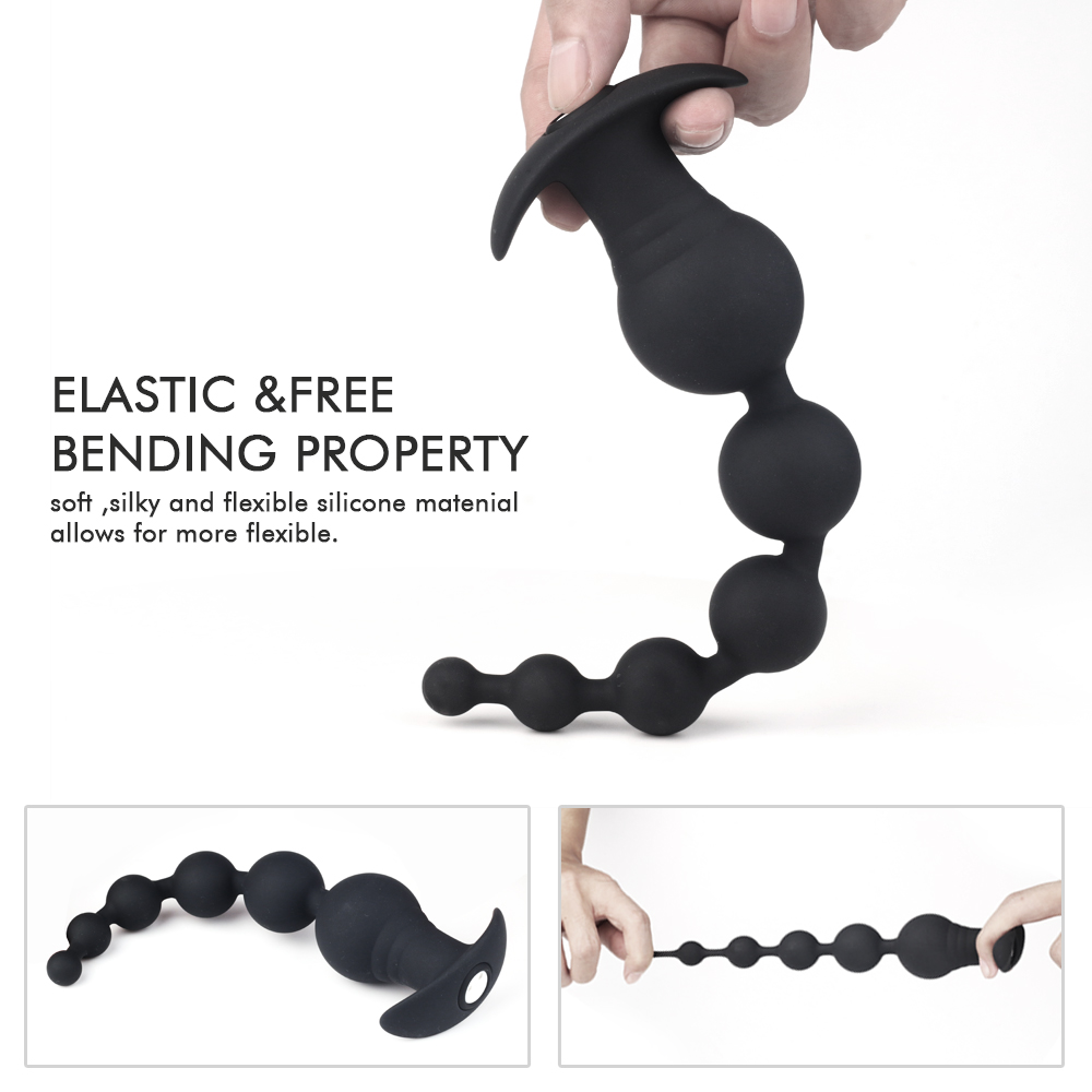 9 Vibration Anal Beads Modes【S-121-2】 Rechargeable Silicone Telecontrol Vibrating Butt Plug Vibrator