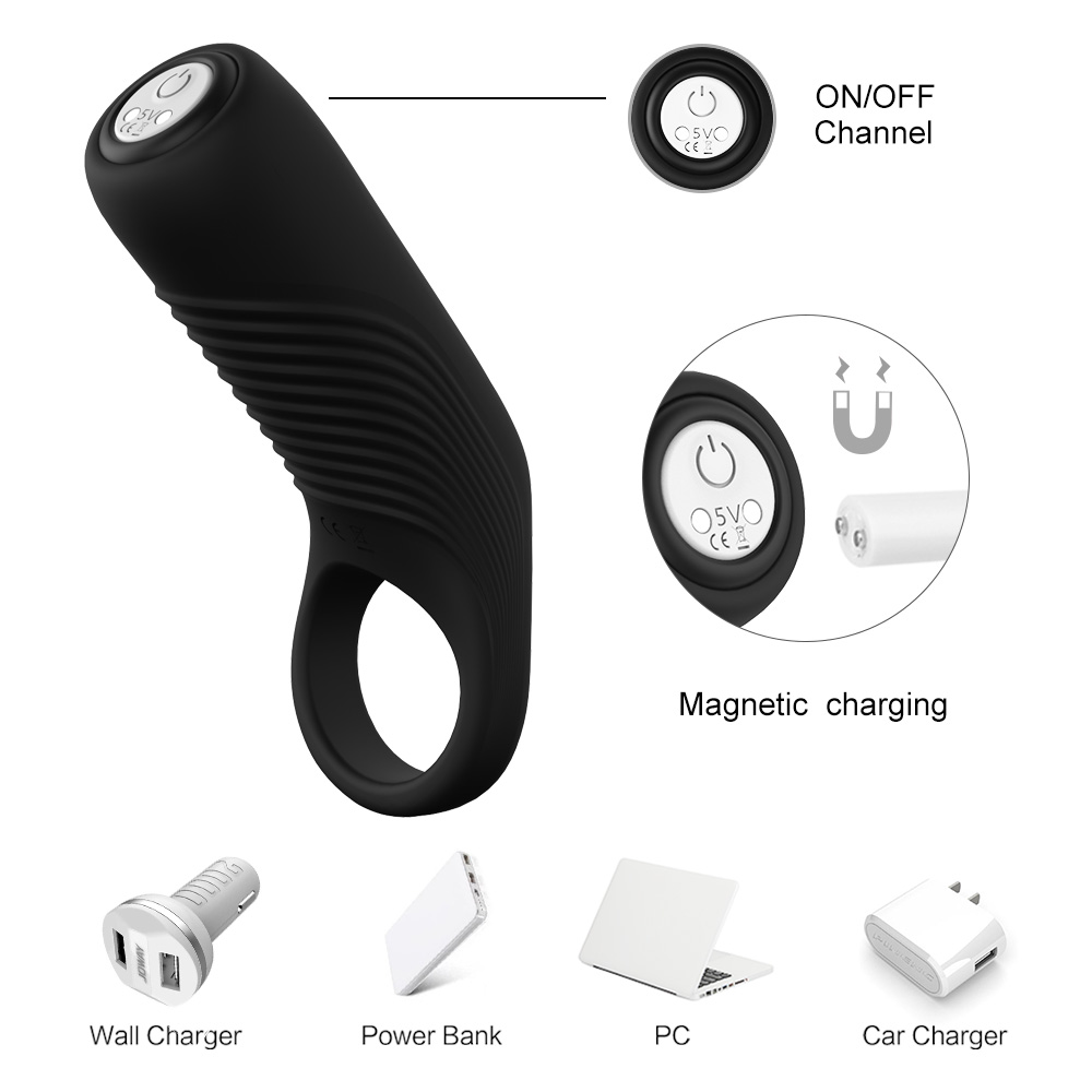 Time Delay Vibrating Cock Ring Massager Silicone Sex Toys Quiet USB Charged Penis Rings Vibrator【S106】