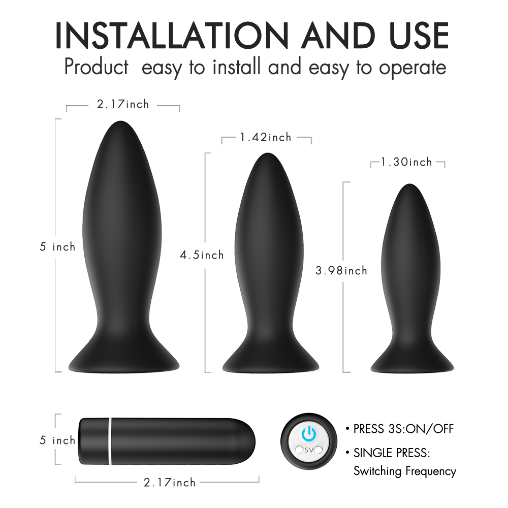 Factory Supply Medical【S-104-2】Grade Silicone Flexible Butt Plug Anal Plug Fantasy Rechargeable wireless remote control Anal tool