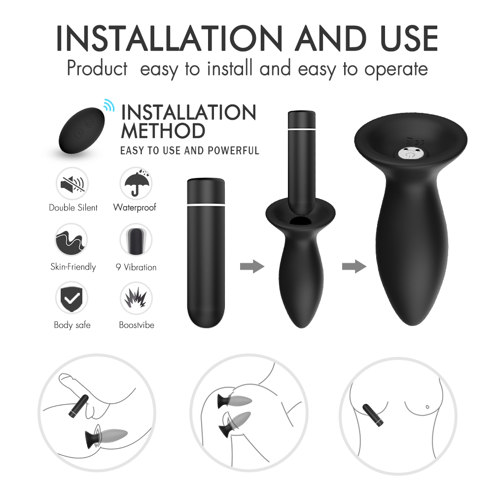 Factory Supply Medical【S-104-2】Grade Silicone Flexible Butt Plug Anal Plug Fantasy Rechargeable wireless remote control Anal tool