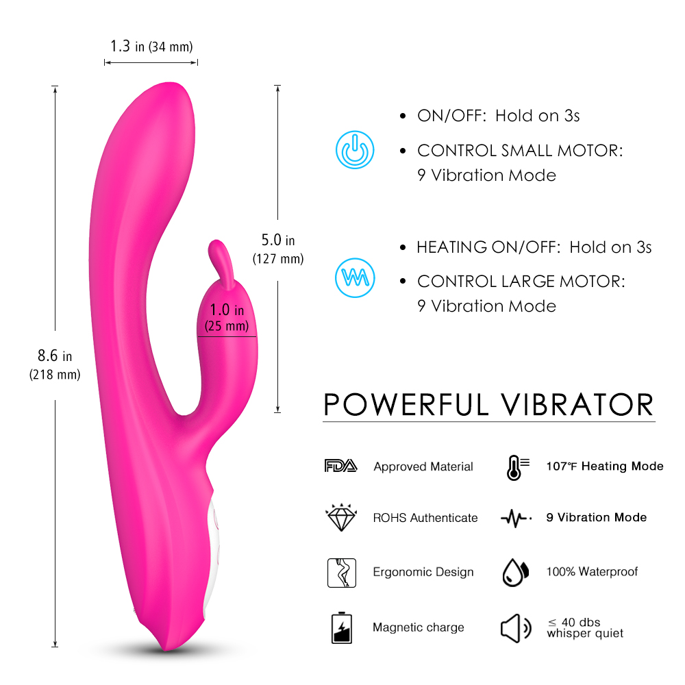 【S103】Heated Vagina Sex Toy, g-spot and c-spot stimulating Rabbit Vibrator for women