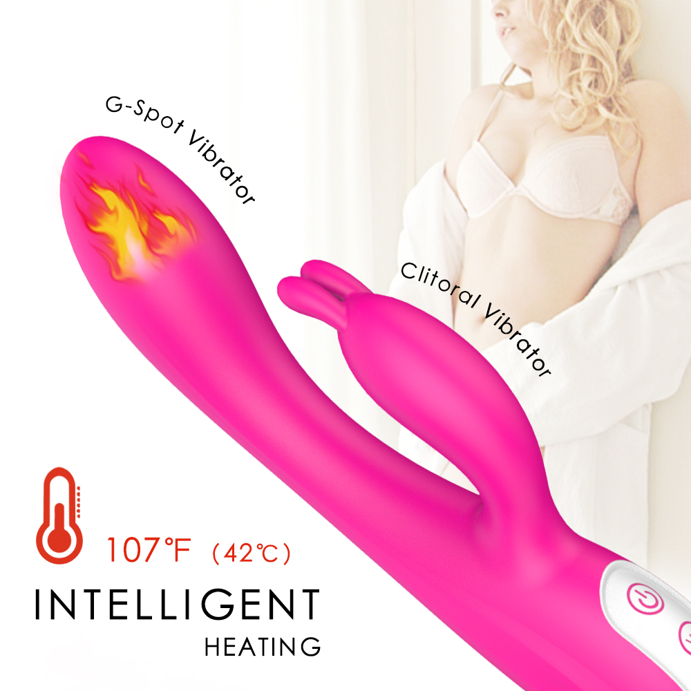 【S103】Heated Vagina Sex Toy, g-spot and c-spot stimulating Rabbit Vibrator for women