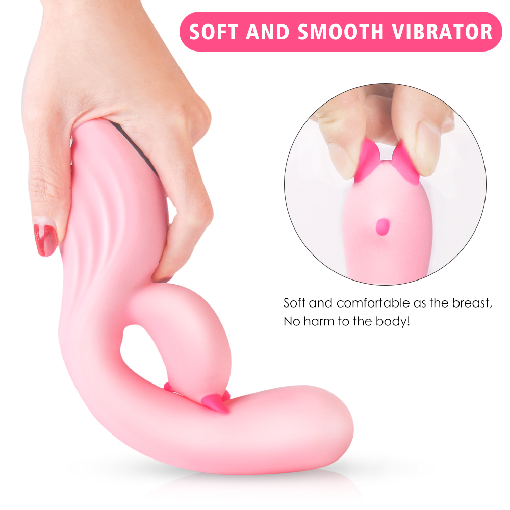 Newest Design Pink Silicone Dual Motor g spot vibrator dildo rabbit vibrator sex toy dildo vibrator for women【S079】