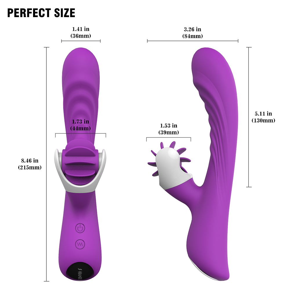 Silicone Electric Adult Sex Toy Vibrating Rotation Licking Tongue Dildo Vibrator for Woman Sex Products USB Charging【S076】