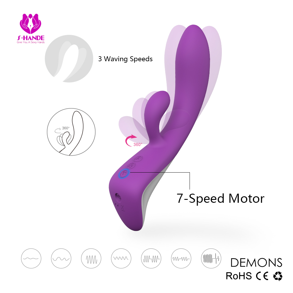 Adult Products 9 Vibration Modes G-Spot Dual Vibrating AV Wand Waterproof multi-speed G Spot Rabbit Vibrator Sex Toy【S018】