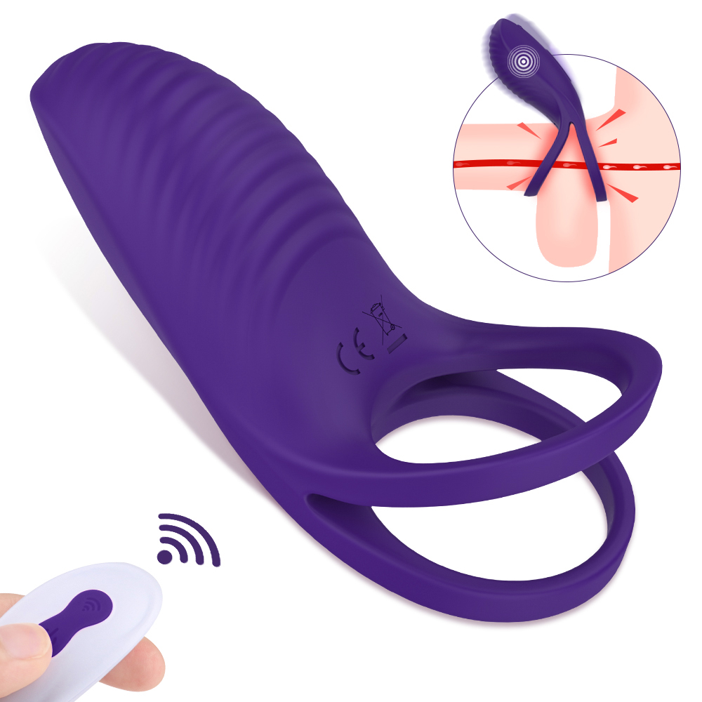 Double cock ring Stimulate penis massage vibrating penis ring