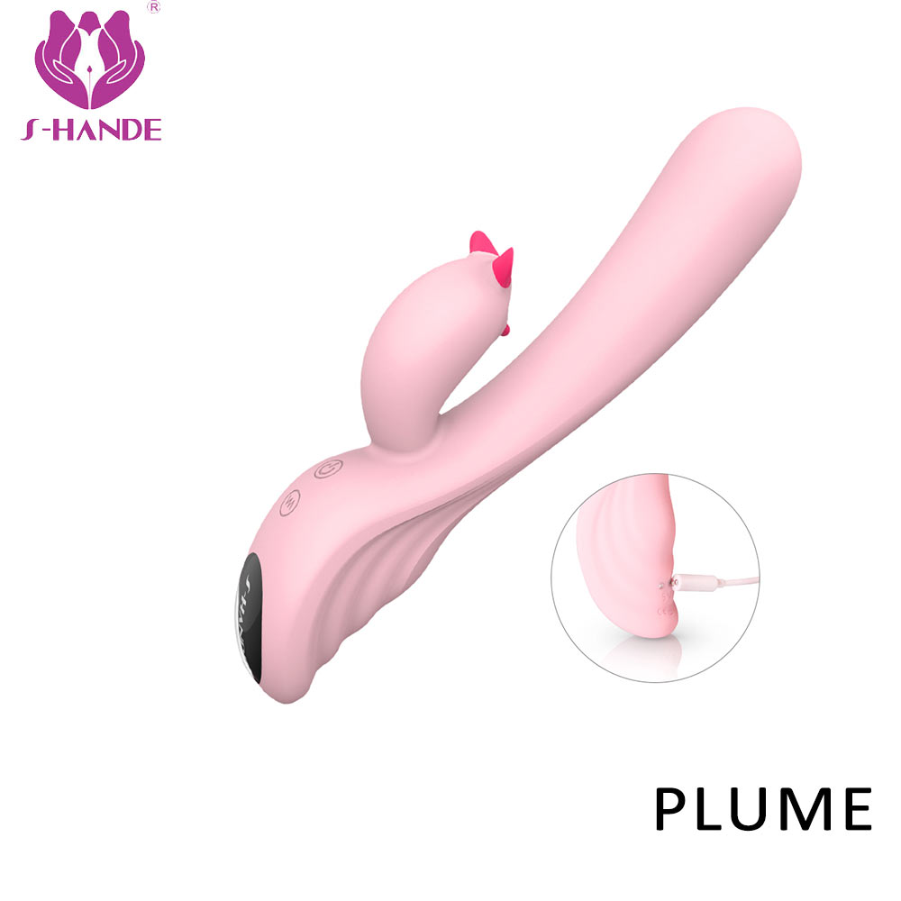 Newest Design Pink Silicone Dual Motor g spot vibrator dildo rabbit vibrator sex toy dildo vibrator for women【S079】