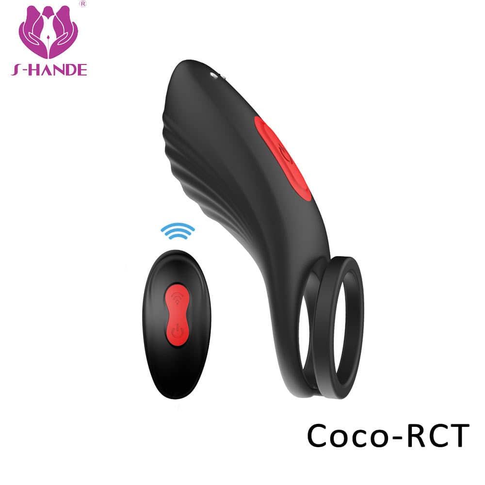 Adjustable big black【S-151-2】cock ring silicon telecontrol vibrating cock rings sex toys men penis