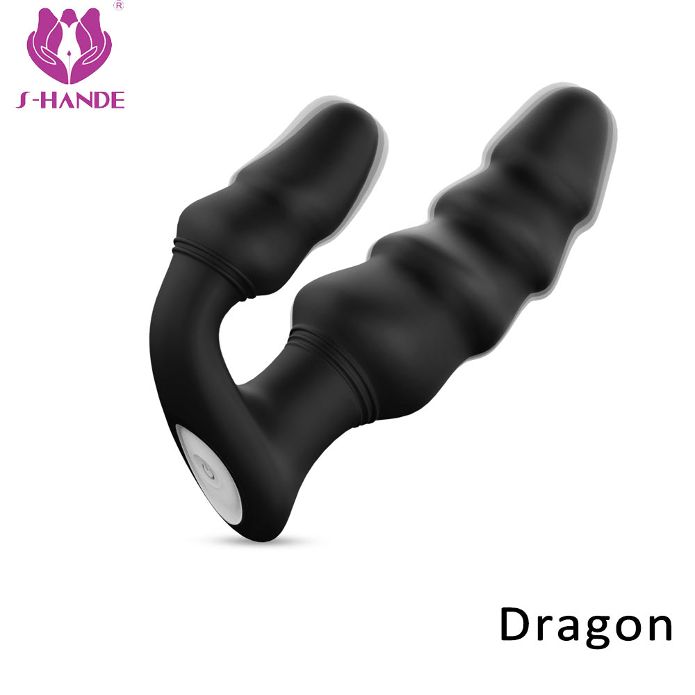Anal sex toys soft silicone male prostate massager vibrating anal plug vibrator remote anal beads dildo【S198】
