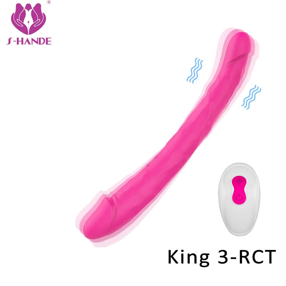 Remote control double headed silicone vibrating long dildos artificial penis for women and lesbian vibrator sex toys【S221-2】