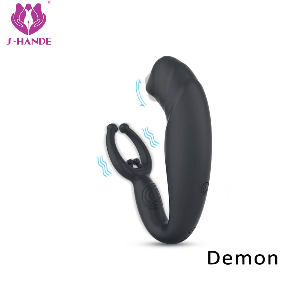 Silicone cock ring sex toys with anal stimulation vibrating butt plug anal prostate massage vibrator cock ring for man【S234】