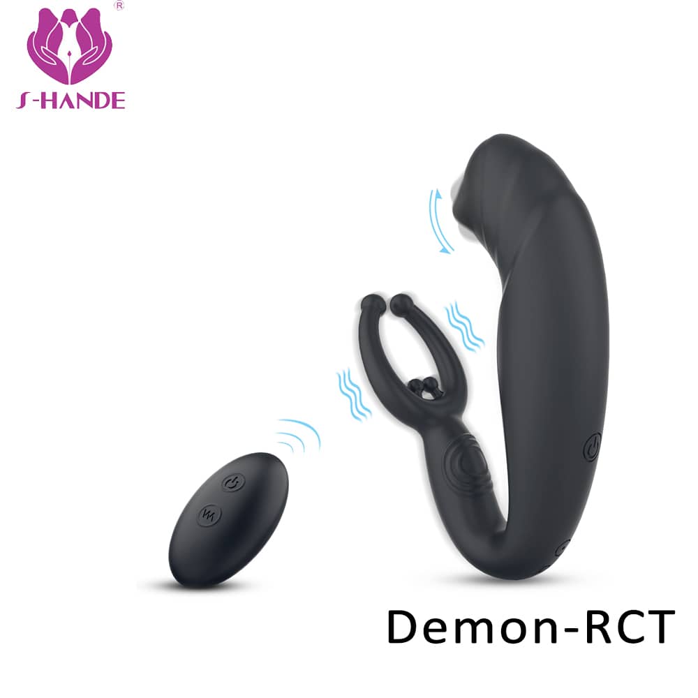 Silicone cock ring sex toys with anal stimulation telecontrol vibrating butt plug anal prostate massage vibrator cock ring for man【S234-2】